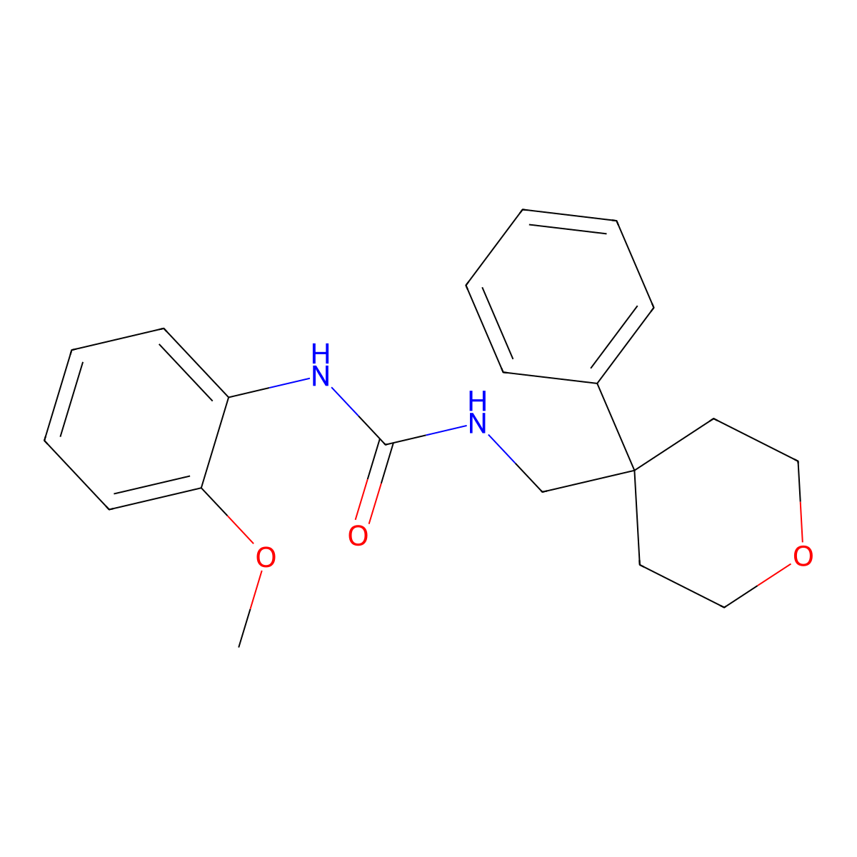 1-(2-Methoxyphenyl)-3-[(4-phenyloxan-4-yl)methyl]urea molecular structure, CAS 1147727-01-2