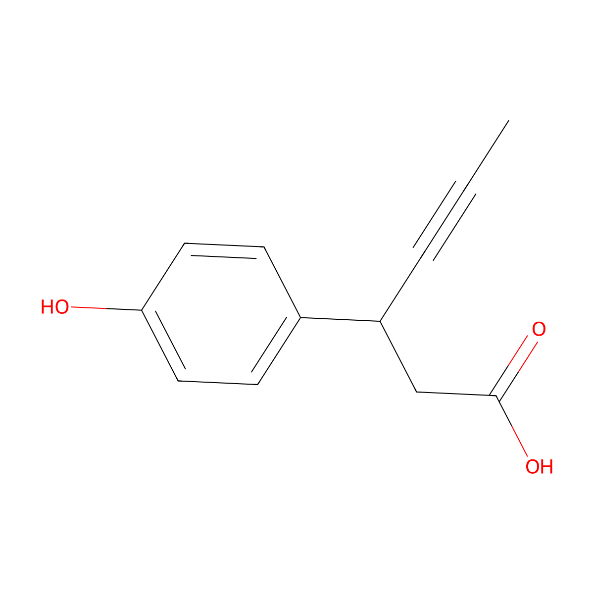 (3R)-3-(4-hydroxyphenyl)hex-4-ynoic acid molecular structure, CAS 1147732-37-3