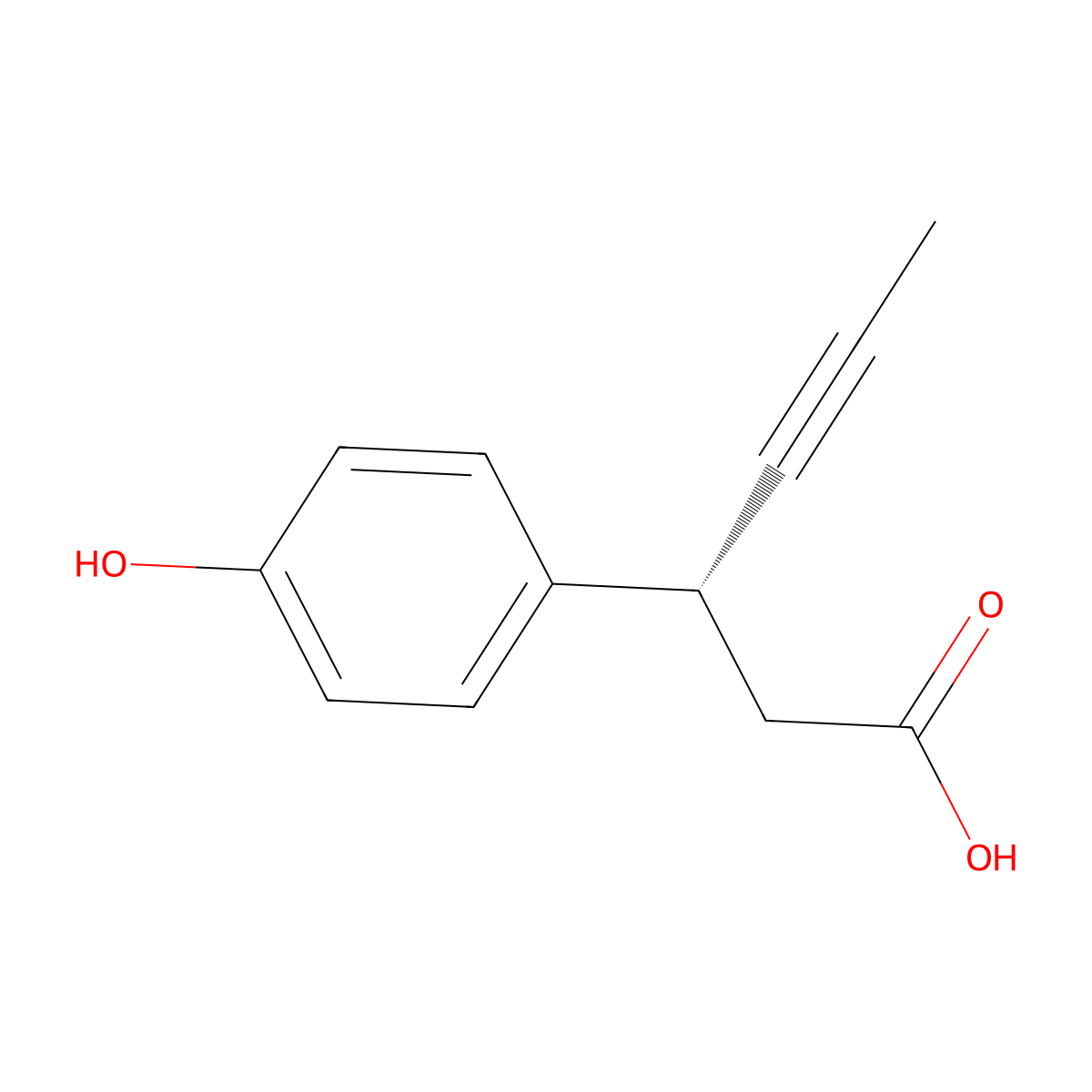 (3R)-3-(4-hydroxyphenyl)hex-4-ynoic acid molecular structure, CAS 1147732-37-3