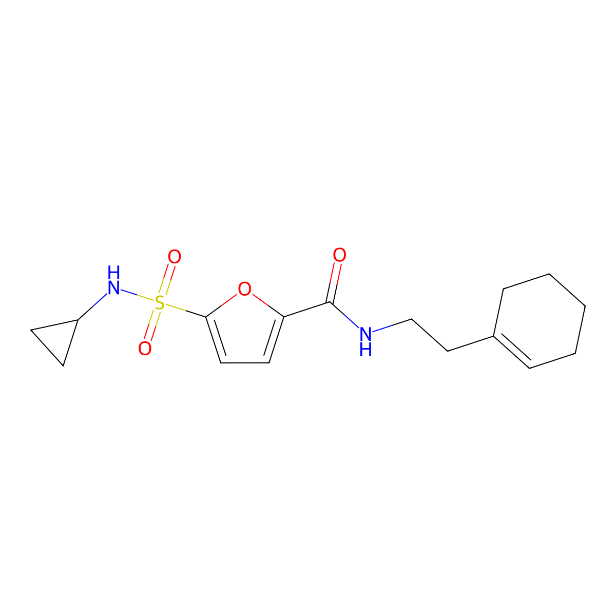 N-[2-(cyclohex-1-en-1-yl)ethyl]-5-(cyclopropylsulfamoyl)furan-2-carboxamide molecular structure, CAS 1147755-65-4