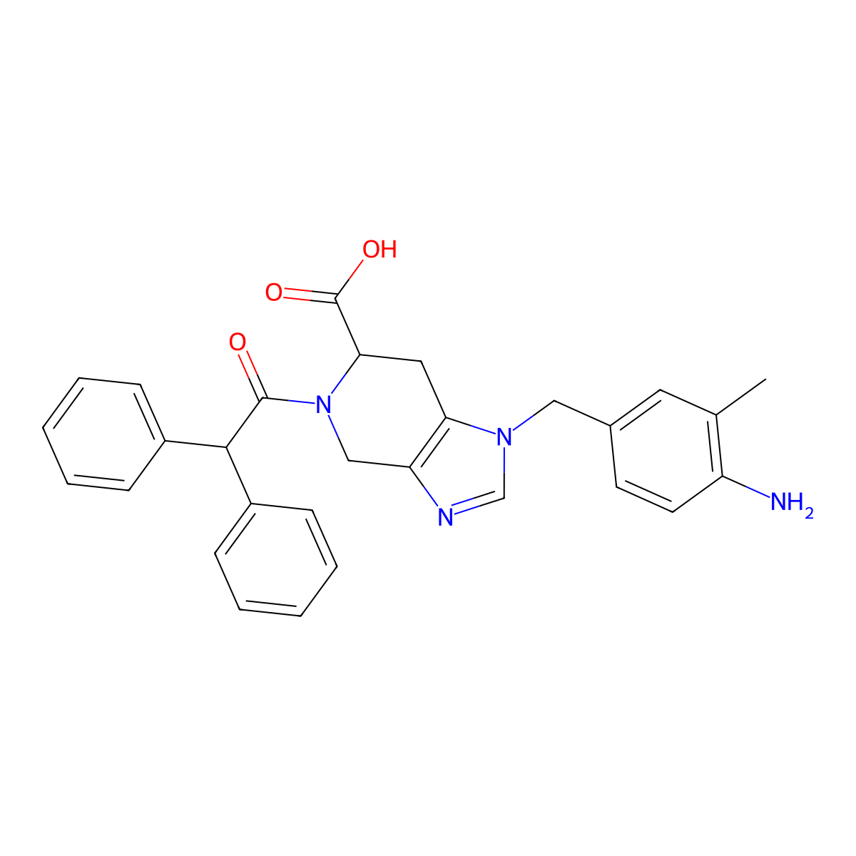 1-((4-Amino-3-methylphenyl)methyl)-5-(2,2-diphenylacetyl)-4,5,6,7-tetrahydro-1H-imidazo(4,5-c)pyridine-6-carboxylic acid molecular structure, CAS 114785-12-5