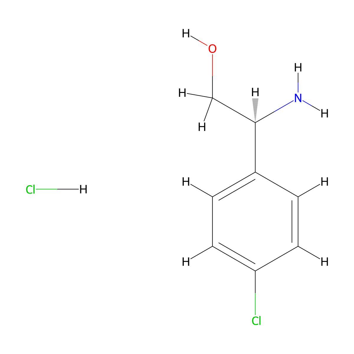 (S)-2-amino-2-(4-chlorophenyl)ethanol hydrochloride molecular structure, CAS 1147883-41-7