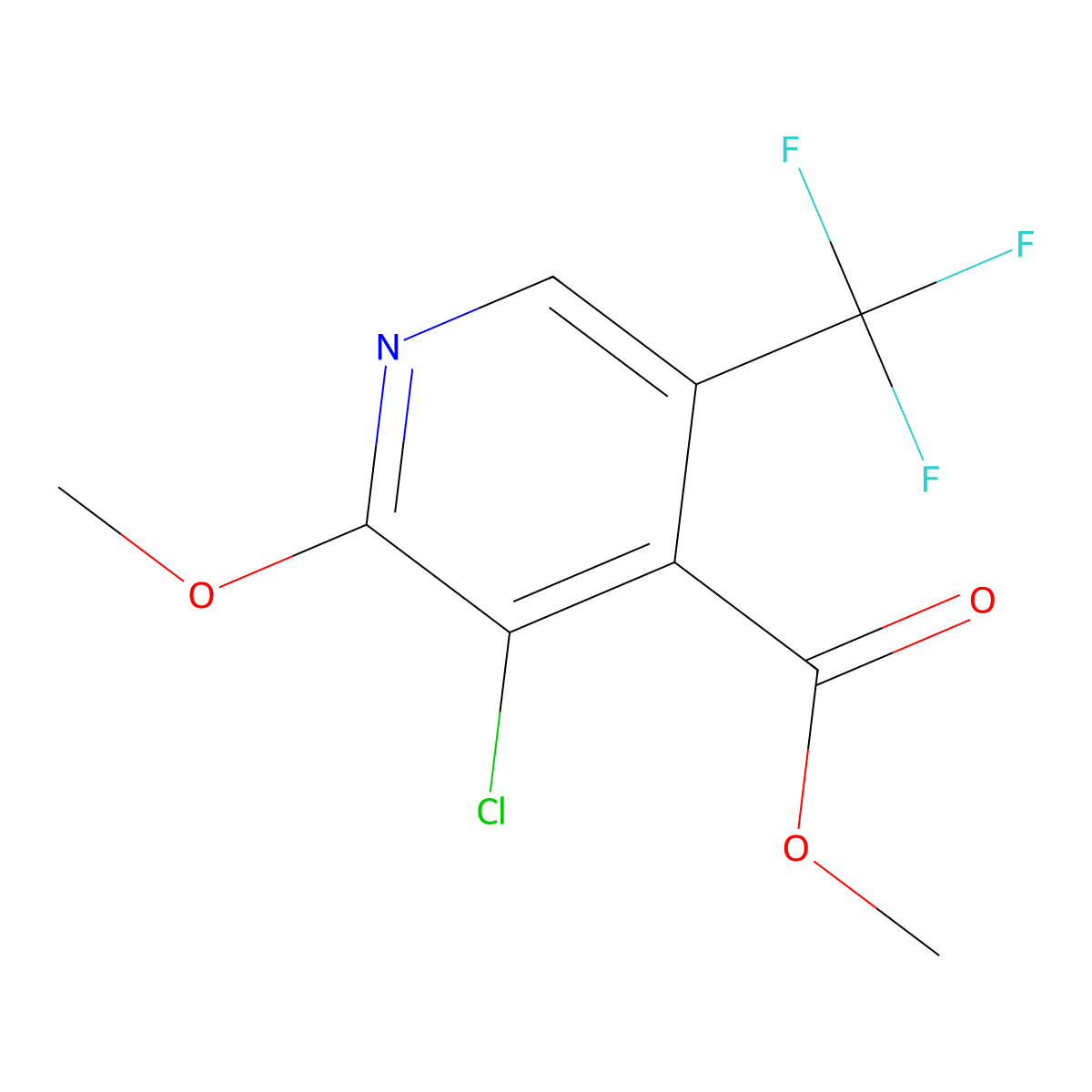 Methyl 3-chloro-2-methoxy-5-(trifluoromethyl)isonicotinate molecular structure, CAS 1147979-36-9