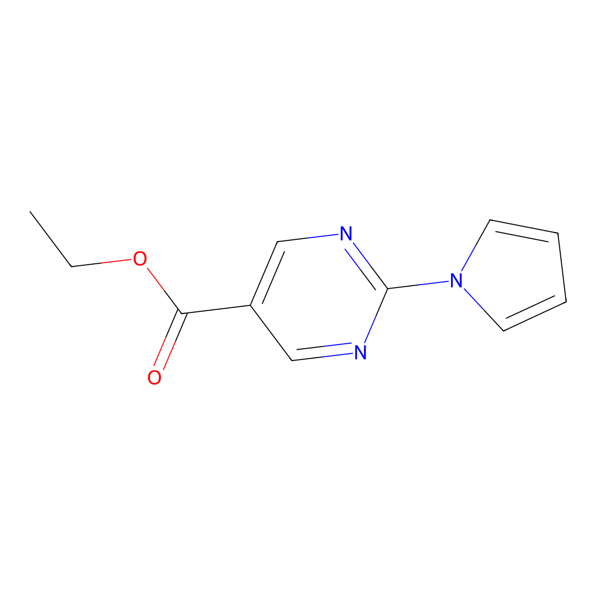 Ethyl 2-(1H-pyrrol-1-yl)pyrimidine-5-carboxylate molecular structure, CAS 1147979-41-6