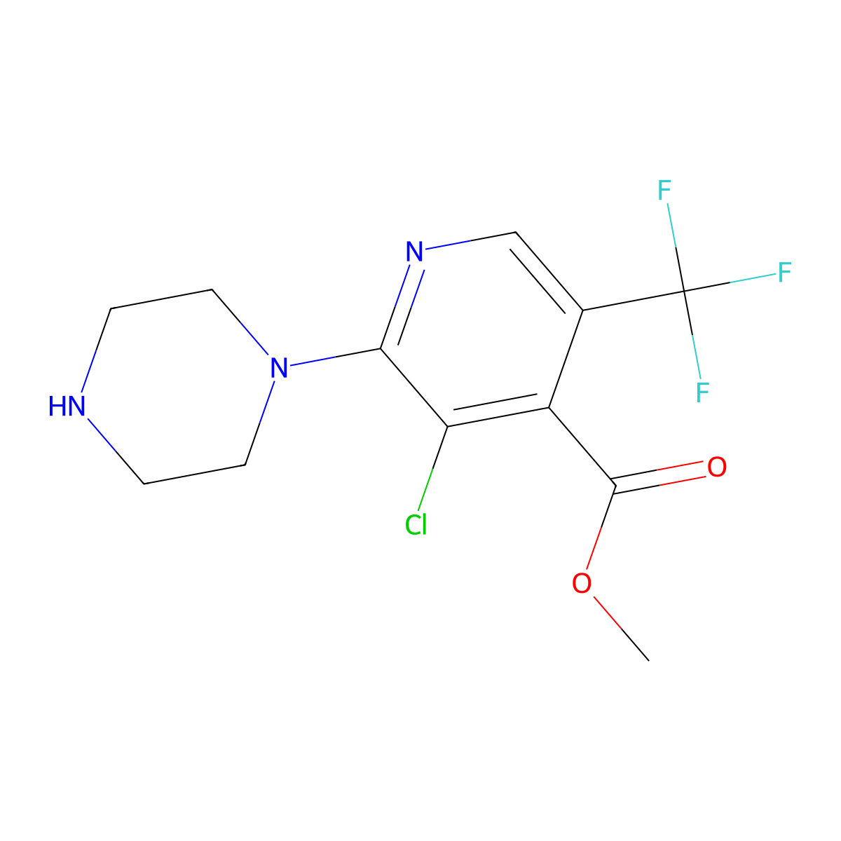 Methyl 3-chloro-2-piperazino-5-(trifluoromethyl)isonicotinate molecular structure, CAS 1147979-45-0
