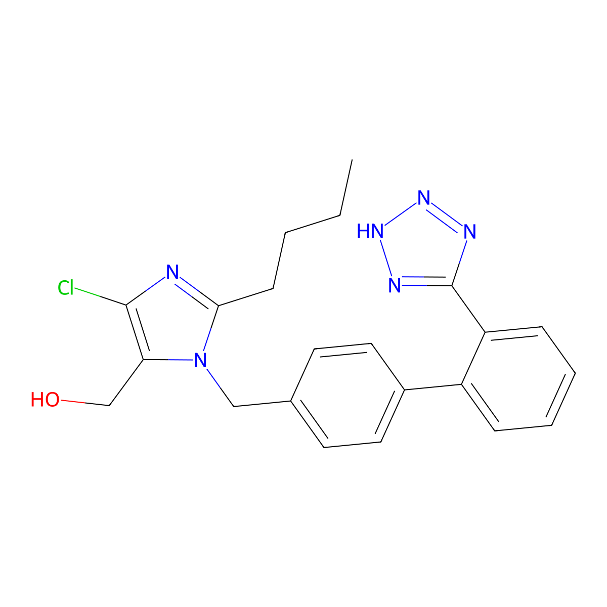 Losartan molecular structure, CAS 114798-26-4