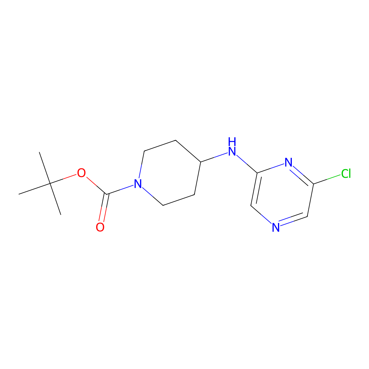 Tert-butyl 4-(6-chloropyrazin-2-ylamino)piperidine-1-carboxylate molecular structure, CAS 1147998-25-1
