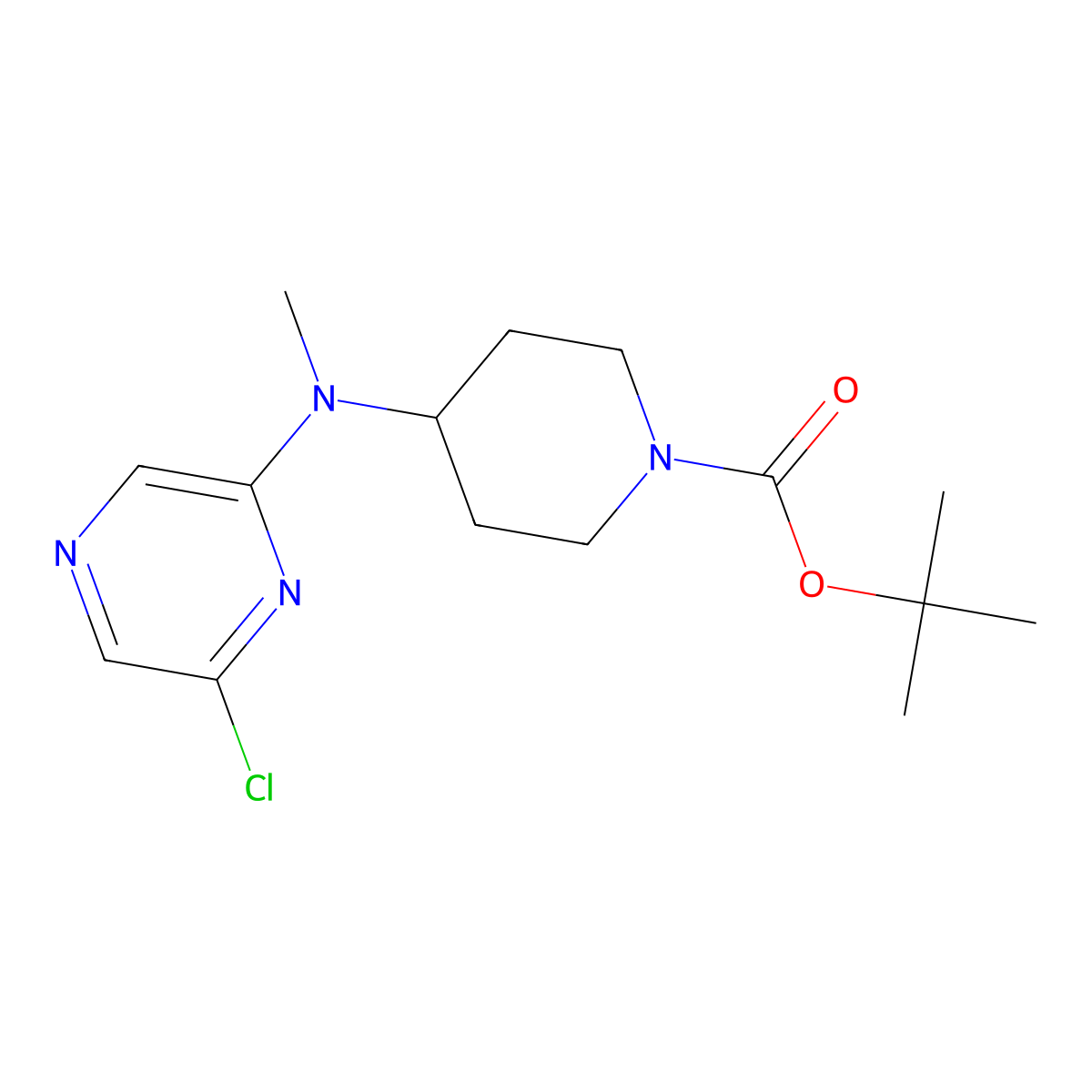 Tert-butyl 4-[(6-chloropyrazin-2-yl)(methyl)amino]piperidine-1-carboxylate molecular structure, CAS 1147998-26-2