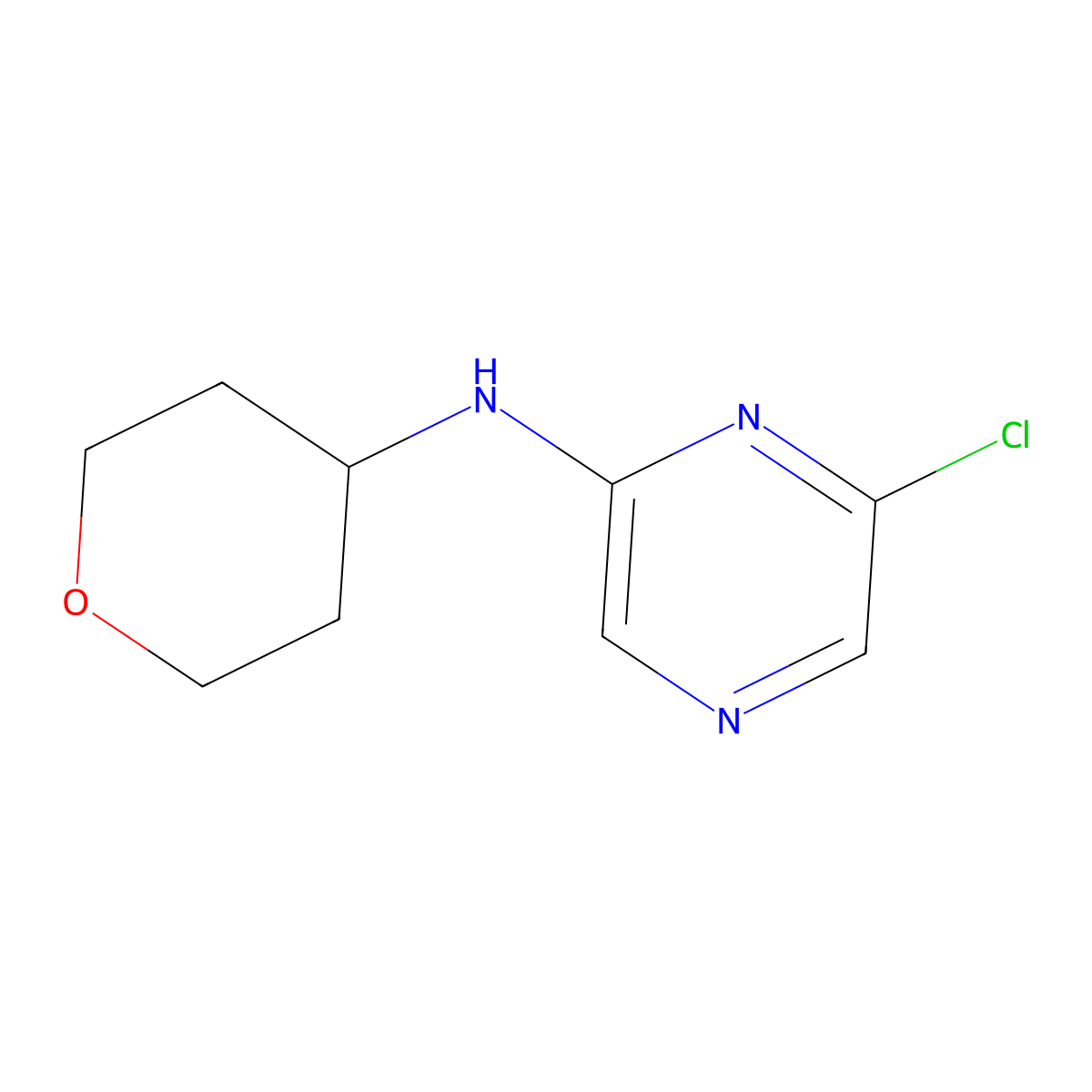 6-chloro-N-(tetrahydro-2H-pyran-4-yl)pyrazin-2-amine molecular structure, CAS 1147998-44-4