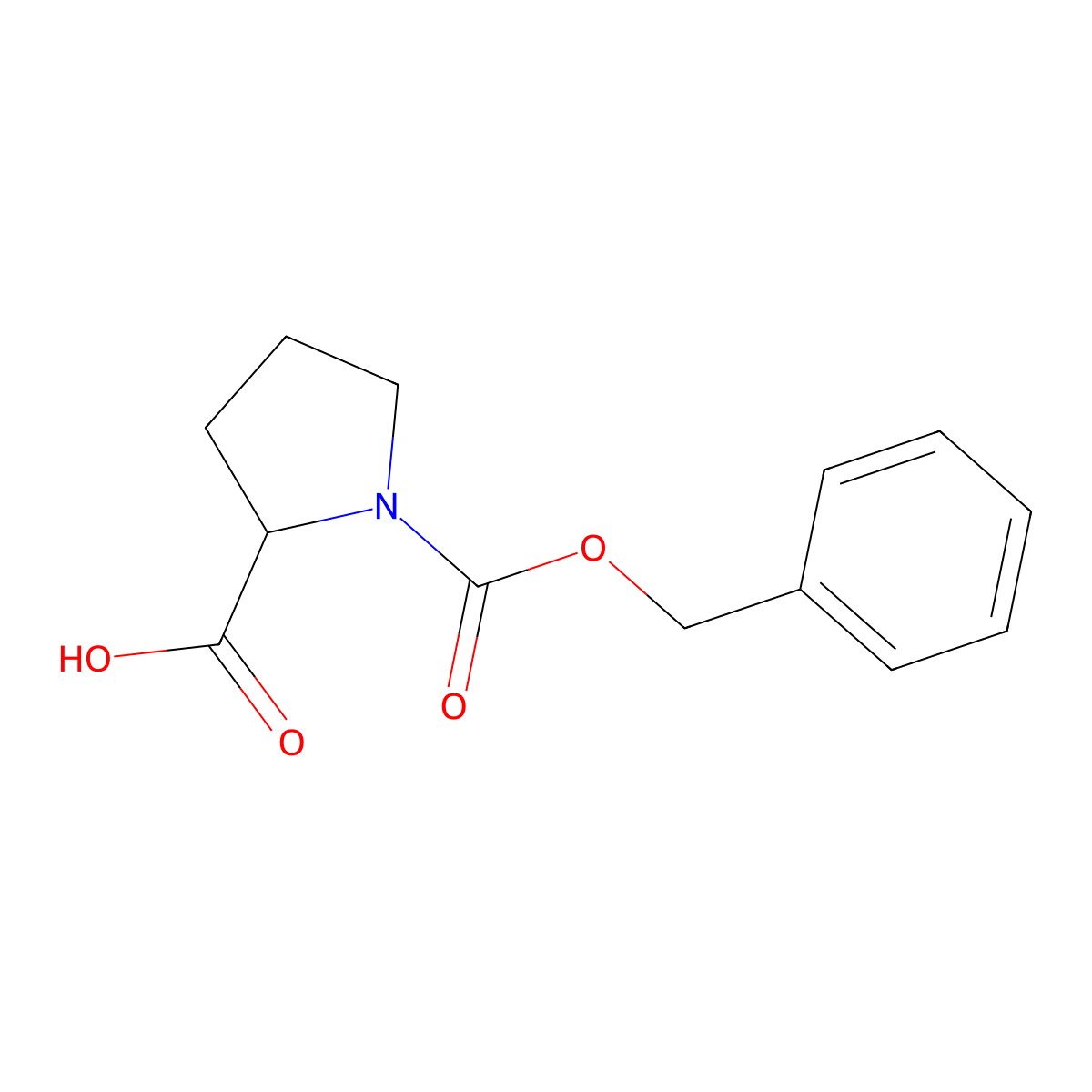 Benzyloxycarbonyl-L-proline molecular structure, CAS 1148-11-4