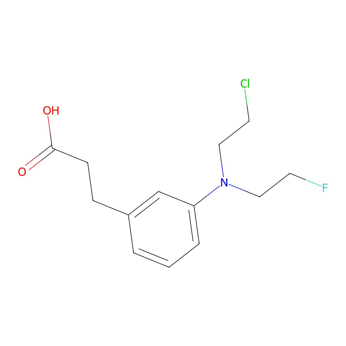 m-((2-Chloroethyl)(2-fluoroethyl)amino)hydrocinnamic acid molecular structure, CAS 1148-77-2