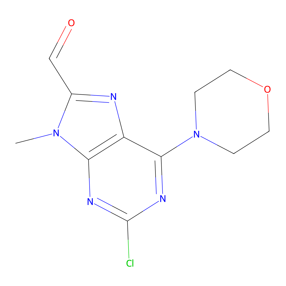 2-Chloro-9-methyl-6-morpholino-9H-purine-8-carbaldehyde molecular structure, CAS 1148003-33-1