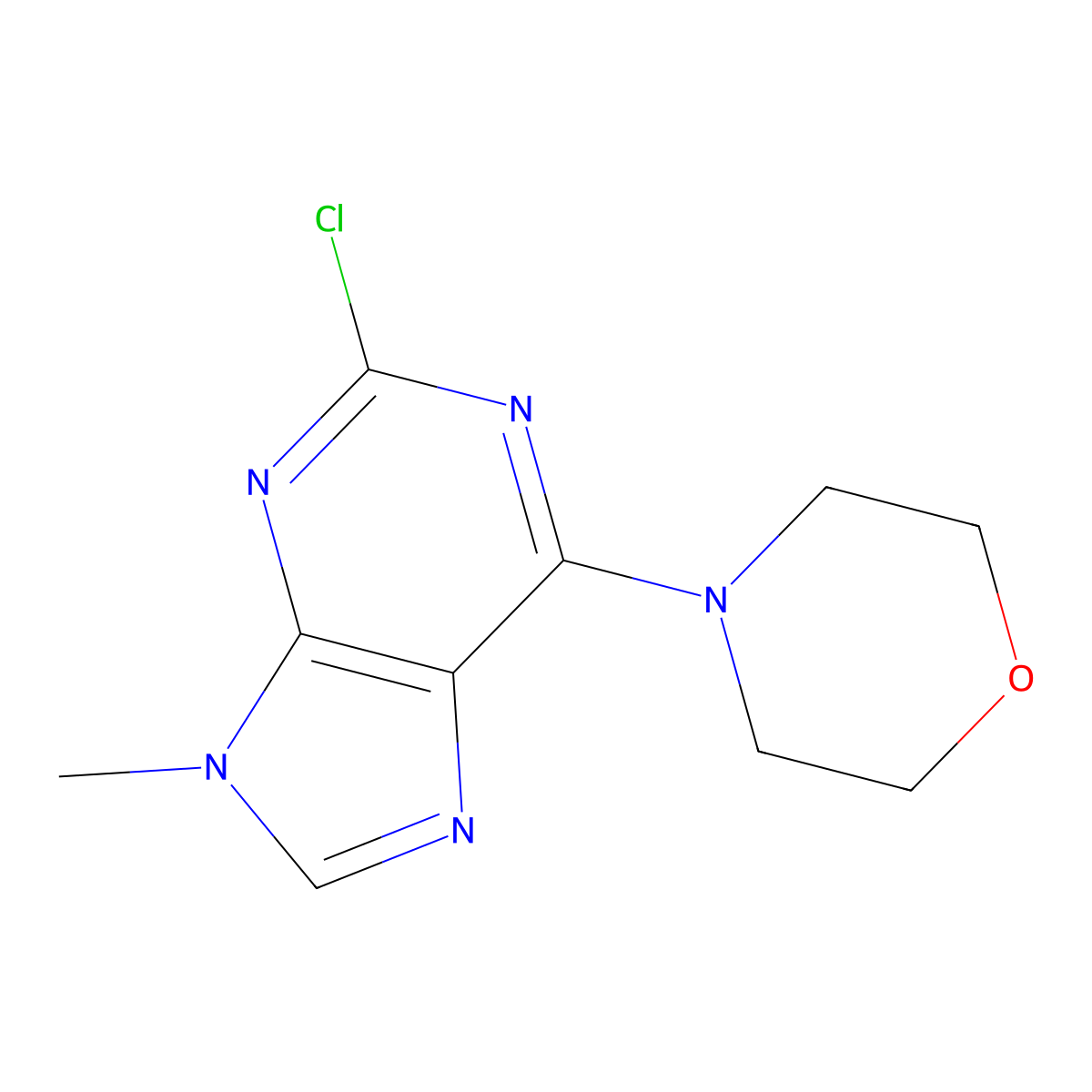 2-Chloro-9-methyl-6-(4-morpholinyl)-9H-purine molecular structure, CAS 1148003-35-3