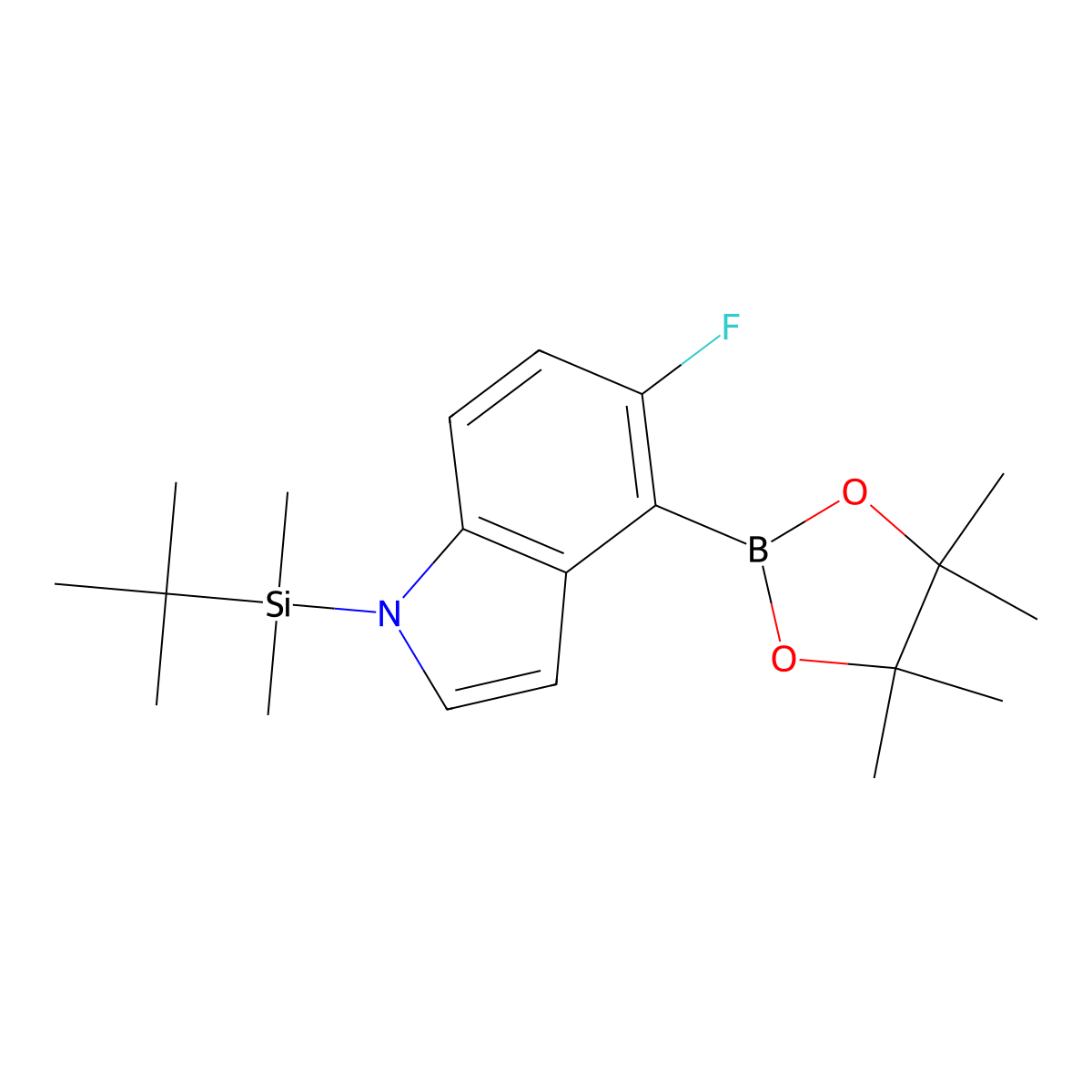 1-(tert-Butyldimethylsilyl)-5-fluoro-4-(4,4,5,5-tetramethyl-1,3,2-dioxaborolan-2-yl)-1H-indole molecular structure, CAS 1148004-02-7