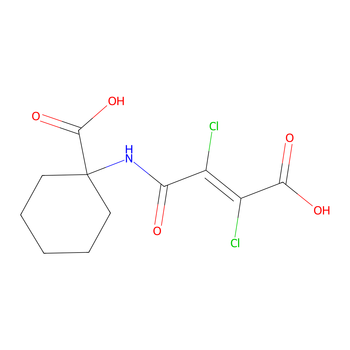 1-(3-Carboxy-2,3-dichloro-acryloylamino)-cyclohexanecarboxylic acid molecular structure, CAS 1148027-03-5