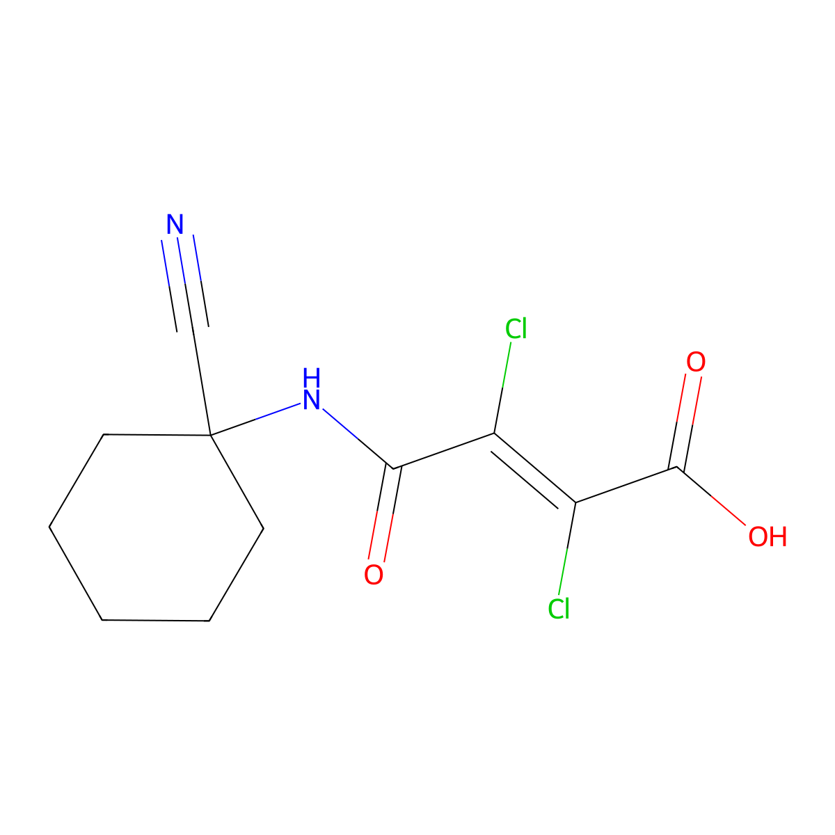 2,3-Dichloro-3-(1-cyano-cyclohexylcarbamoyl)-acrylic acid molecular structure, CAS 1148027-04-6