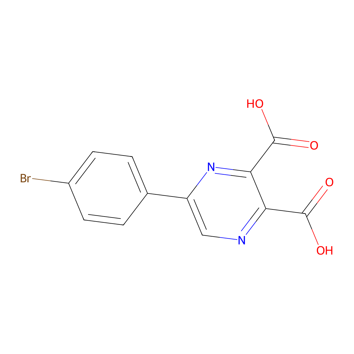 5-(4-Bromophenyl)pyrazine-2,3-dicarboxylic acid molecular structure, CAS 1148027-06-8