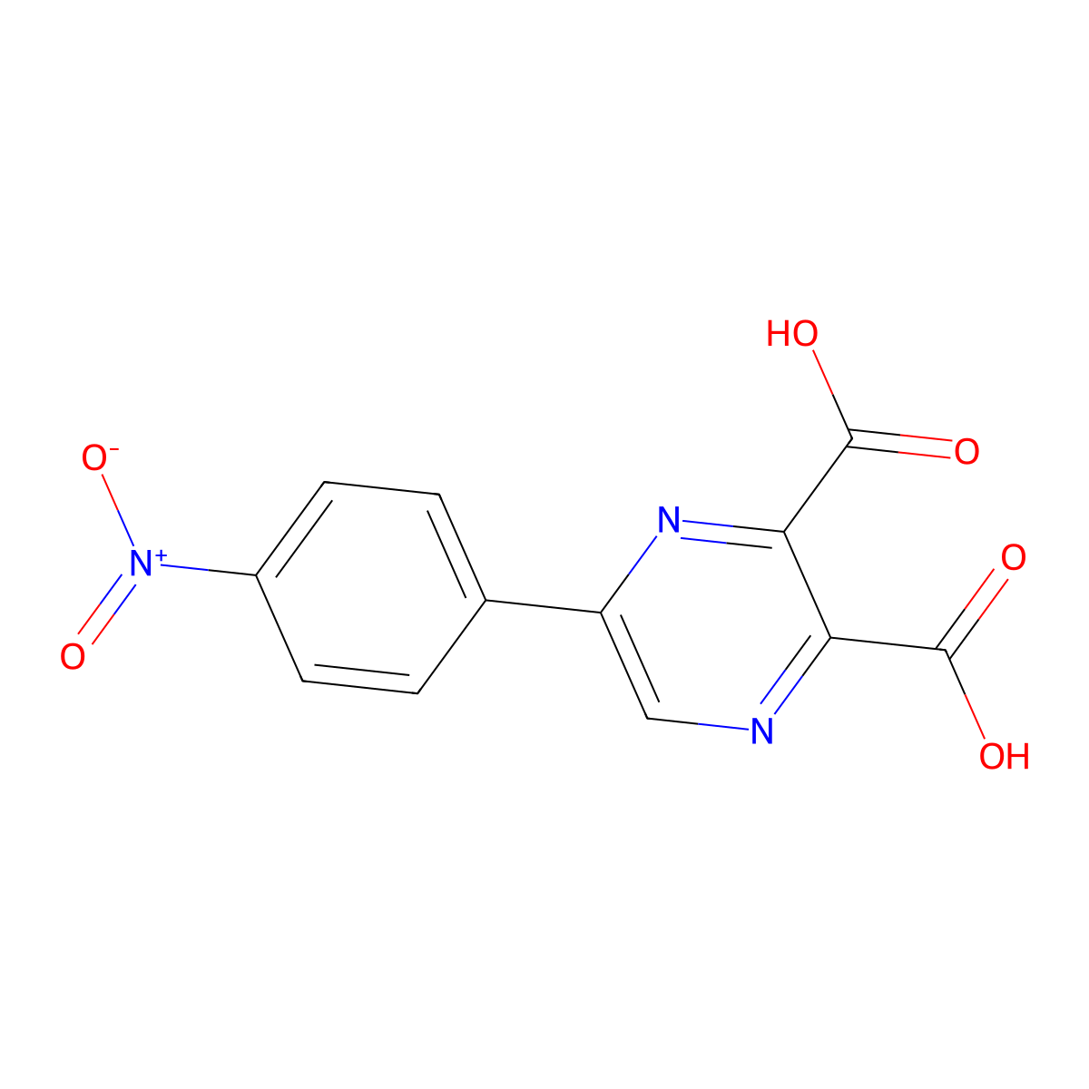 5-(4-Nitrophenyl)pyrazine-2,3-dicarboxylic acid molecular structure, CAS 1148027-10-4