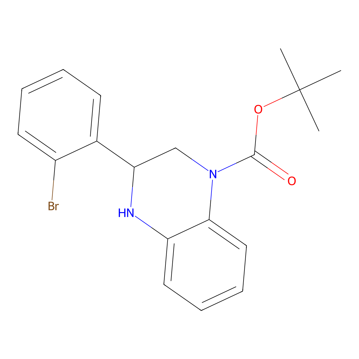 Tert-butyl 3-(2-bromophenyl)-1,2,3,4-tetrahydroquinoxaline-1-carboxylate molecular structure, CAS 1148027-14-8