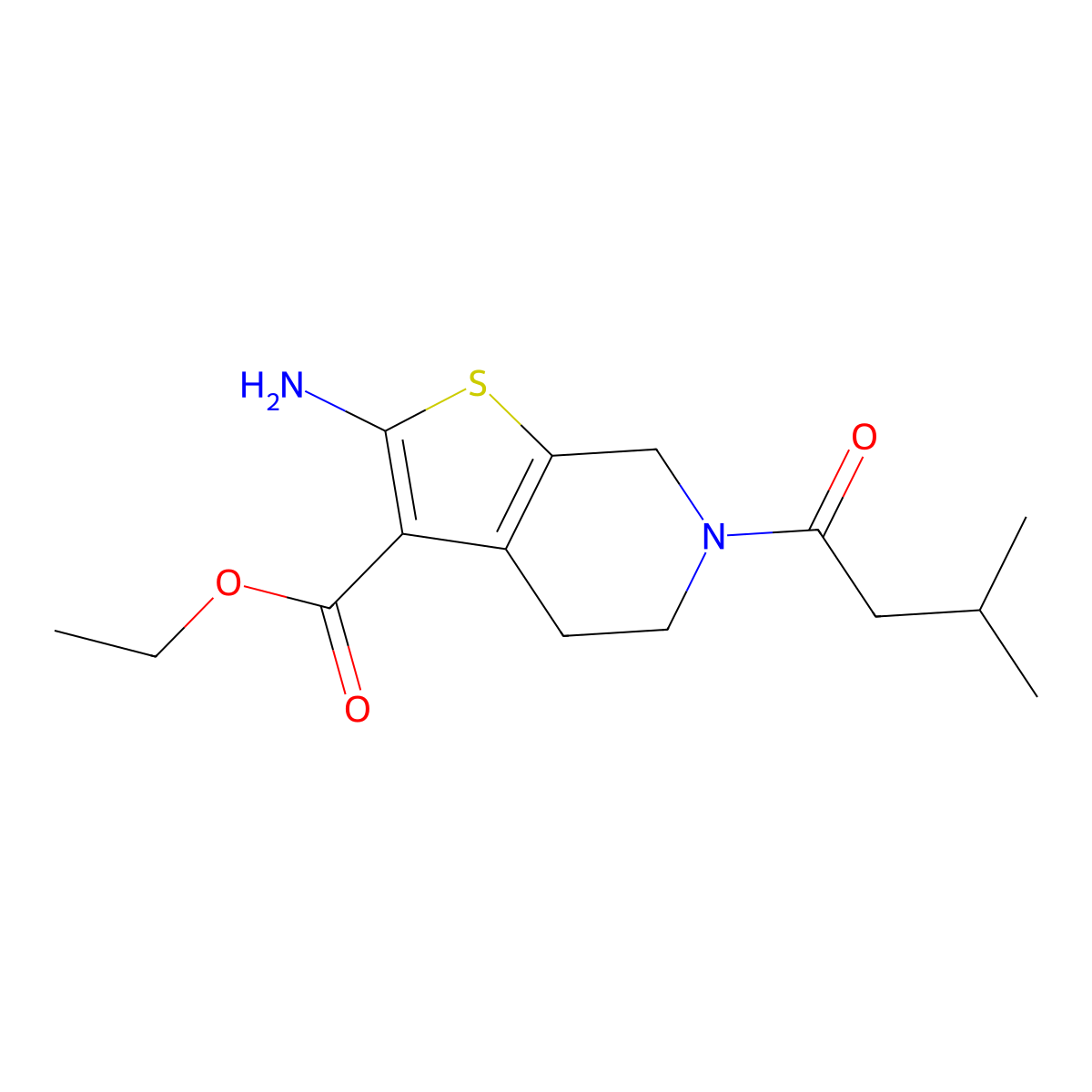 ethyl 2-amino-6-(3-methylbutanoyl)-4H,5H,6H,7H-thieno[2,3-c]pyridine-3-carboxylate molecular structure, CAS 1148027-19-3