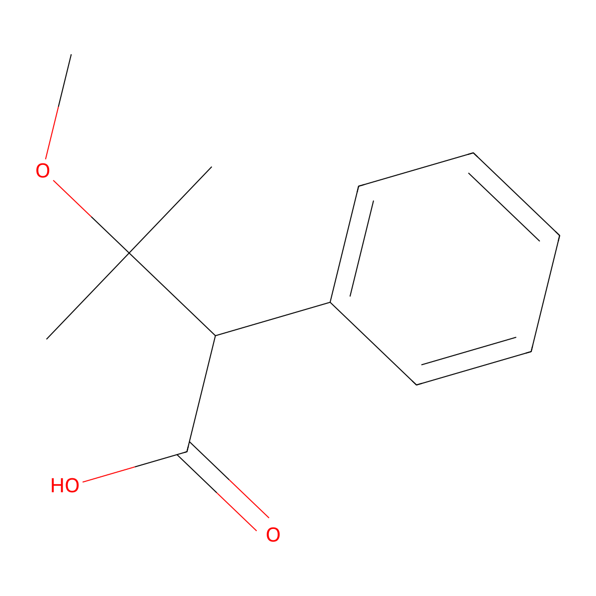 3-Methoxy-3-methyl-2-phenylbutanoic acid molecular structure, CAS 1148027-22-8