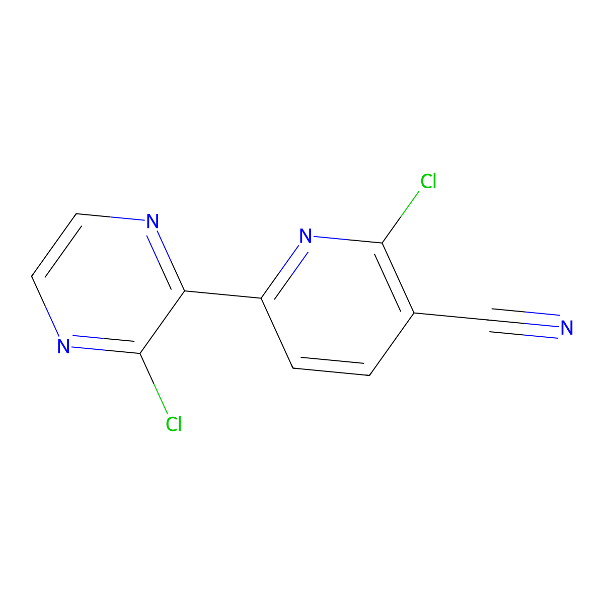 2-Chloro-6-(3-chloropyrazin-2-yl)pyridine-3-carbonitrile molecular structure, CAS 1148027-24-0