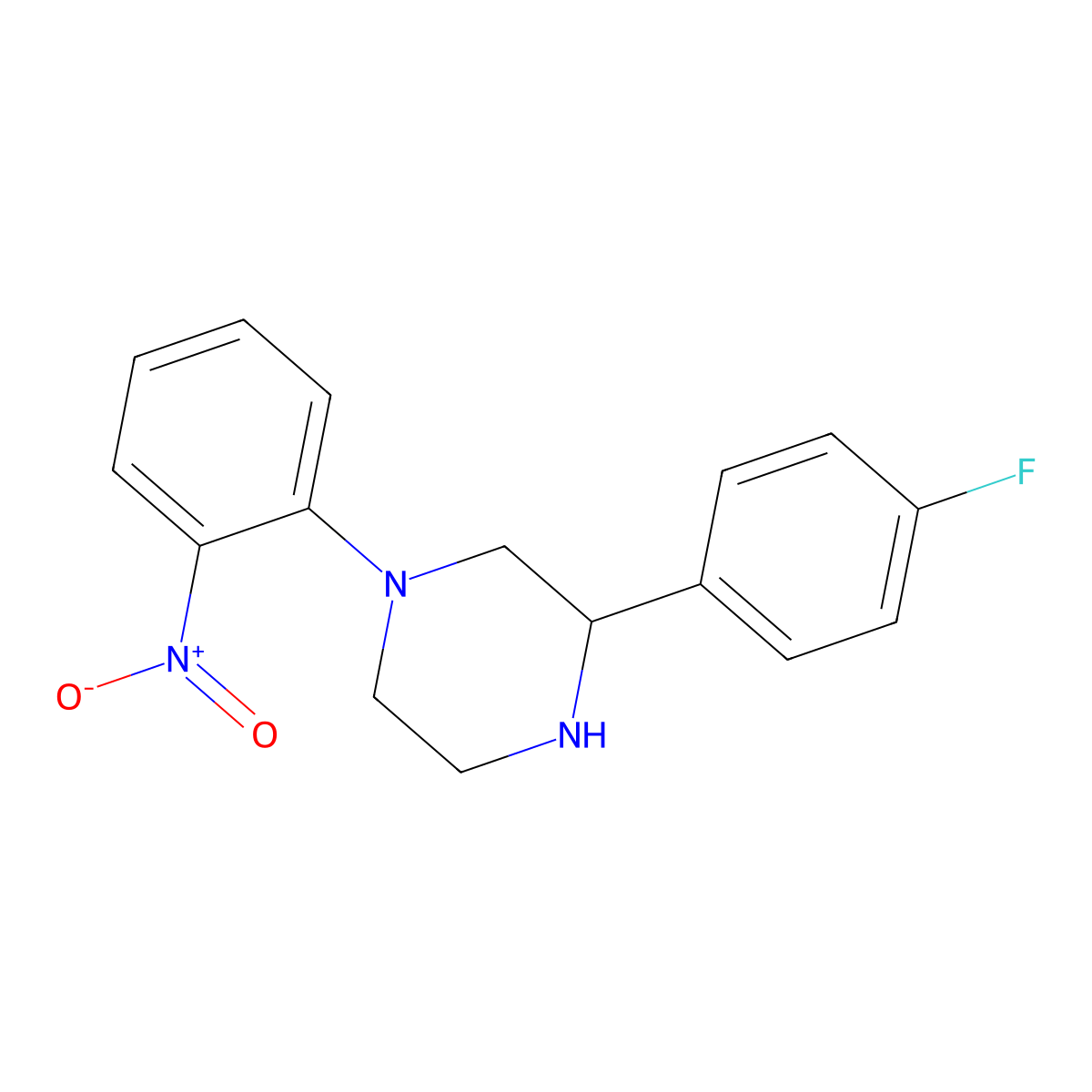 3-(4-Fluorophenyl)-1-(2-nitrophenyl)piperazine molecular structure, CAS 1148027-25-1