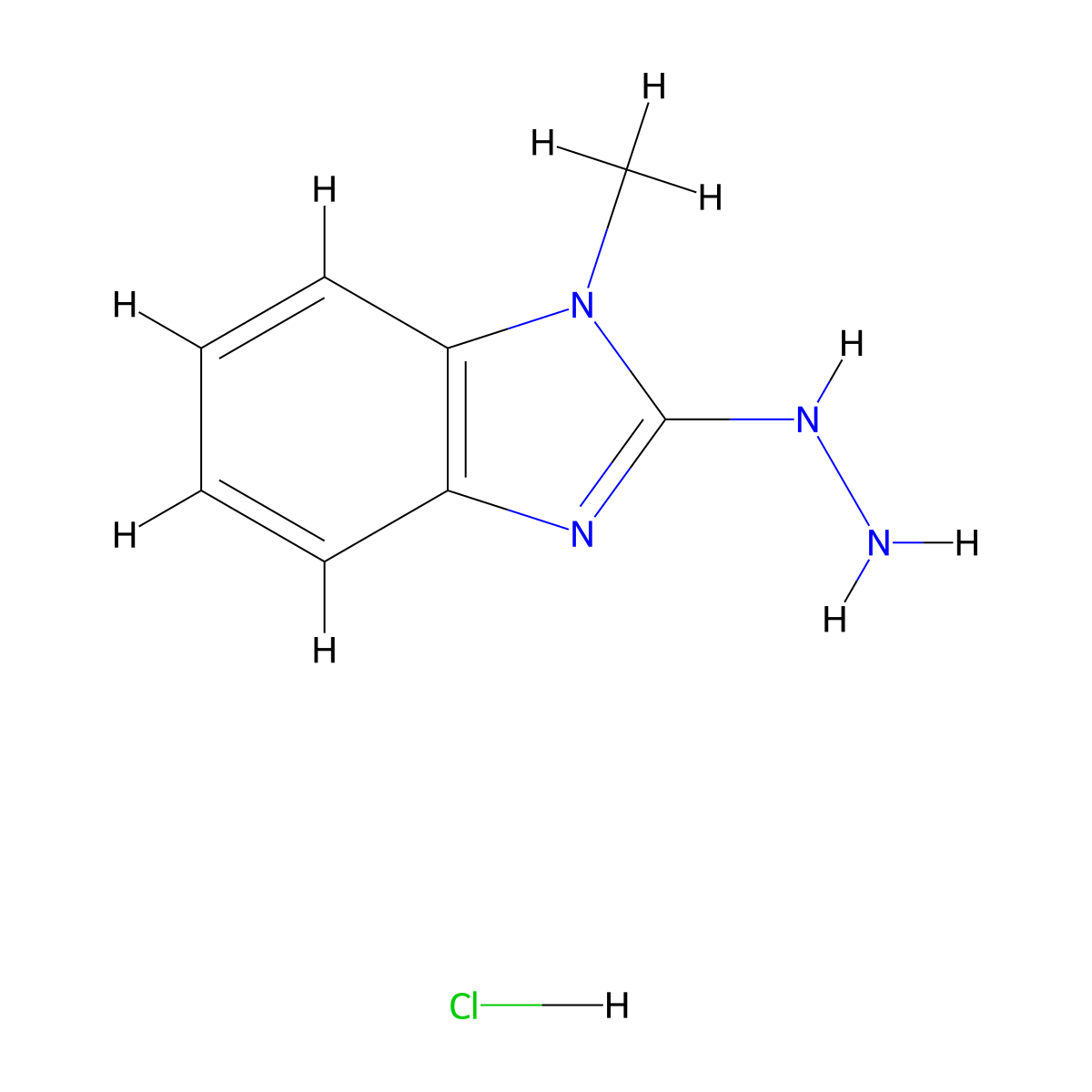 2-hydrazinyl-1-methyl-1H-1,3-benzodiazole hydrochloride molecular structure, CAS 114804-55-6