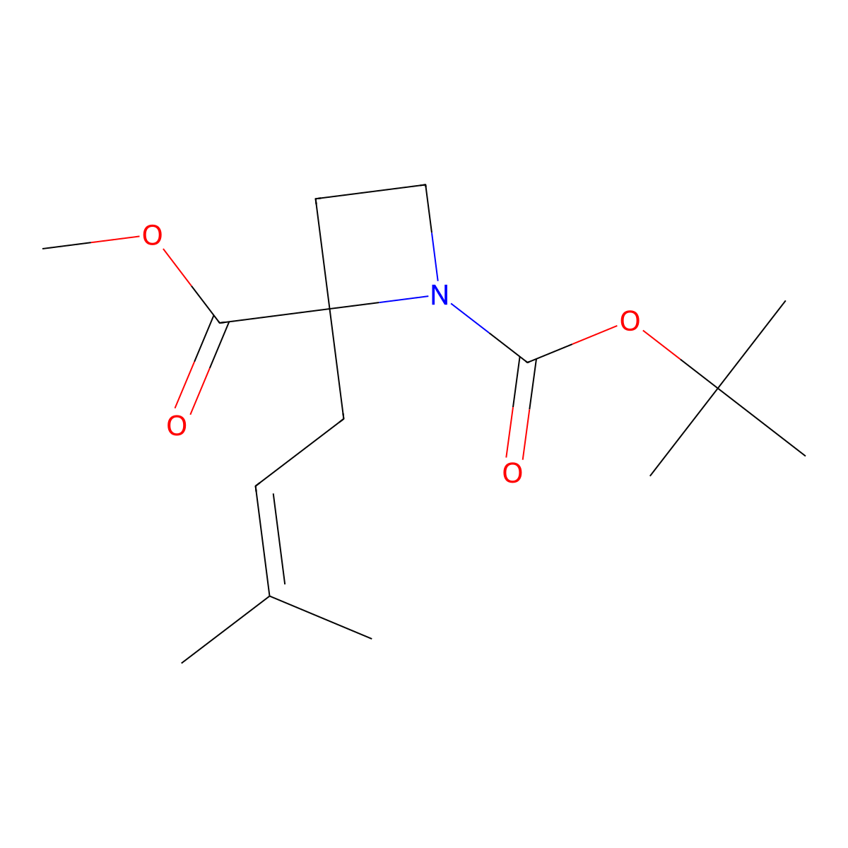 1-tert-Butyl 2-methyl 2-(3-methylbut-2-en-1-yl)azetidine-1,2-dicarboxylate molecular structure, CAS 1148044-26-1