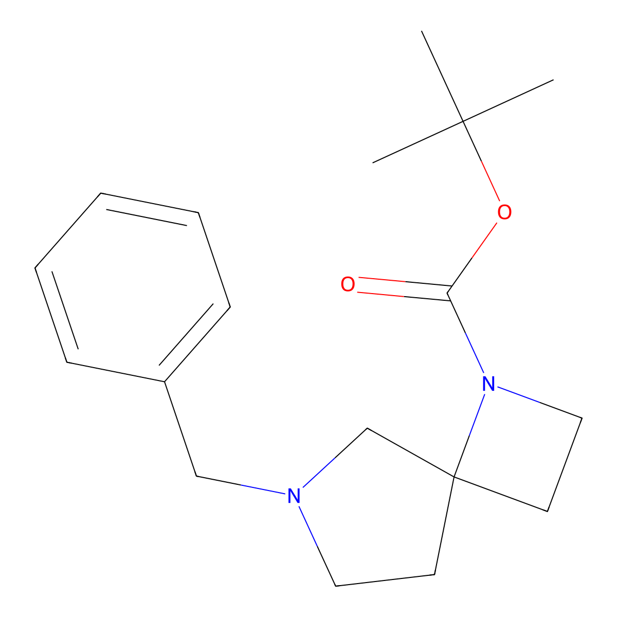 tert-Butyl 6-benzyl-1,6-diazaspiro[3.4]octane-1-carboxylate molecular structure, CAS 1148044-30-7