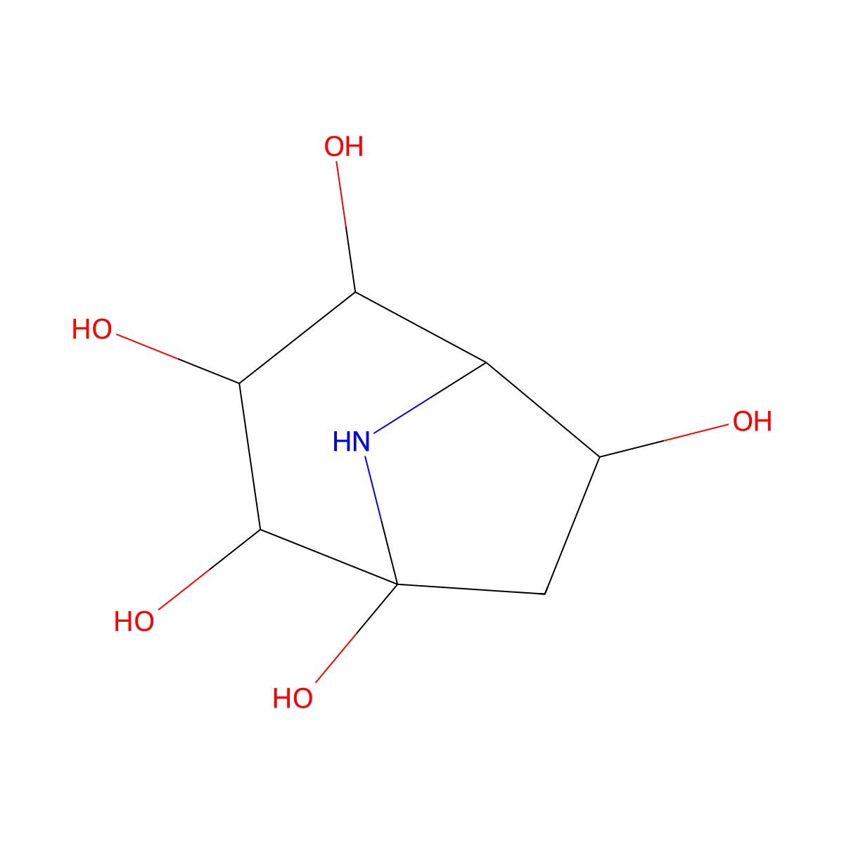 8-Azabicyclo[3.2.1]octane-1,2,3,4,6-pentol molecular structure, CAS 1148107-57-6