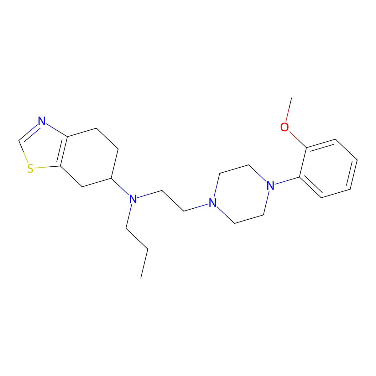 N-[2-[4-(2-methoxyphenyl)piperazin-1-yl]ethyl]-N-propyl-4,5,6,7-tetrahydro-1,3-benzothiazol-6-amine molecular structure, CAS 1148156-63-1