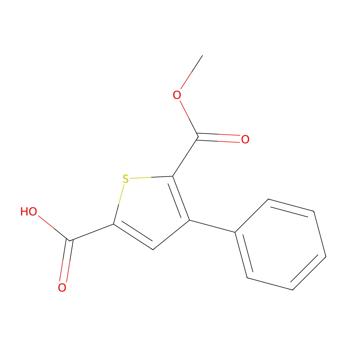 5-(Methoxycarbonyl)-4-phenylthiophene-2-carboxylic acid molecular structure, CAS 1148158-67-1