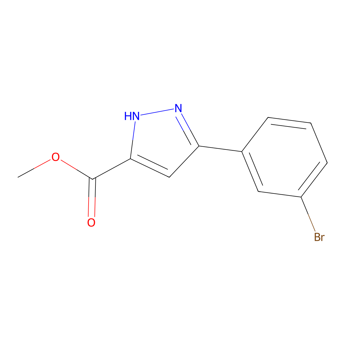 methyl 3-(3-bromophenyl)-1H-pyrazole-5-carboxylate molecular structure, CAS 1148158-89-7