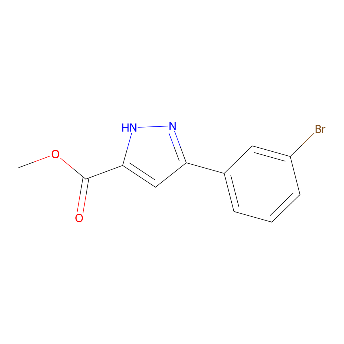 methyl 3-(3-bromophenyl)-1H-pyrazole-5-carboxylate molecular structure, CAS 1148158-89-7