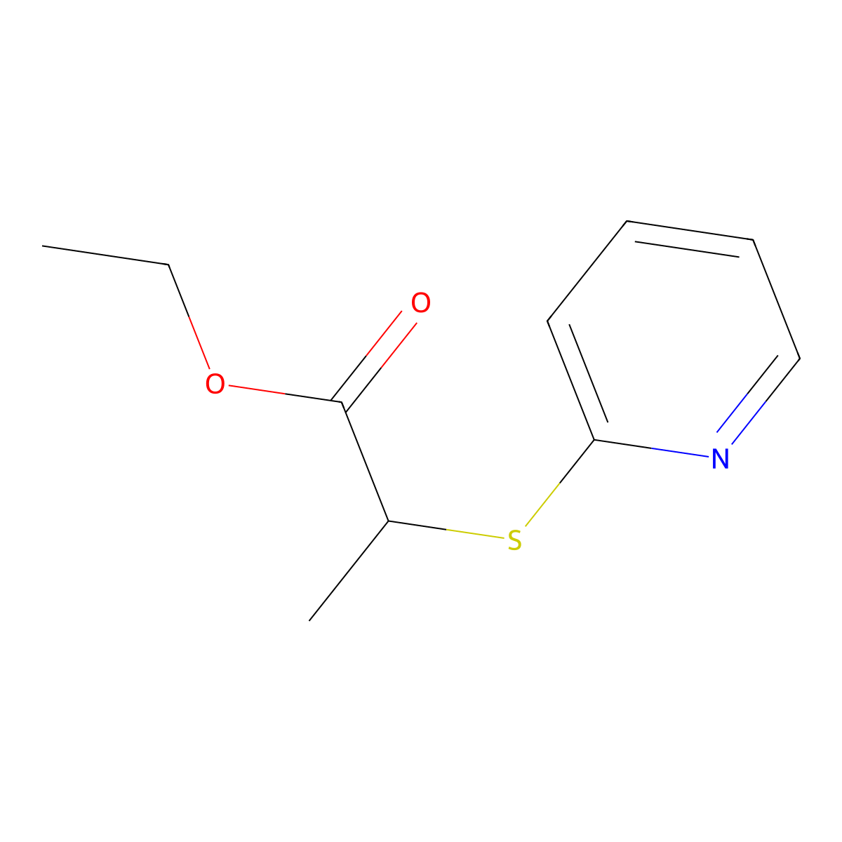 Ethyl 2-(pyridin-2-ylsulfanyl)propanoate molecular structure, CAS 114827-49-5
