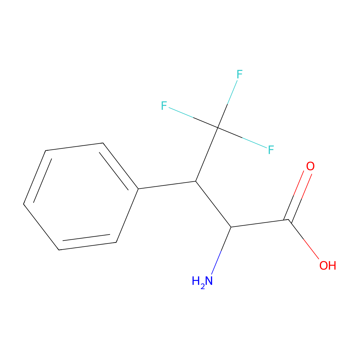 2-Amino-4,4,4-trifluoro-3-phenylbutanoic acid molecular structure, CAS 114829-12-8