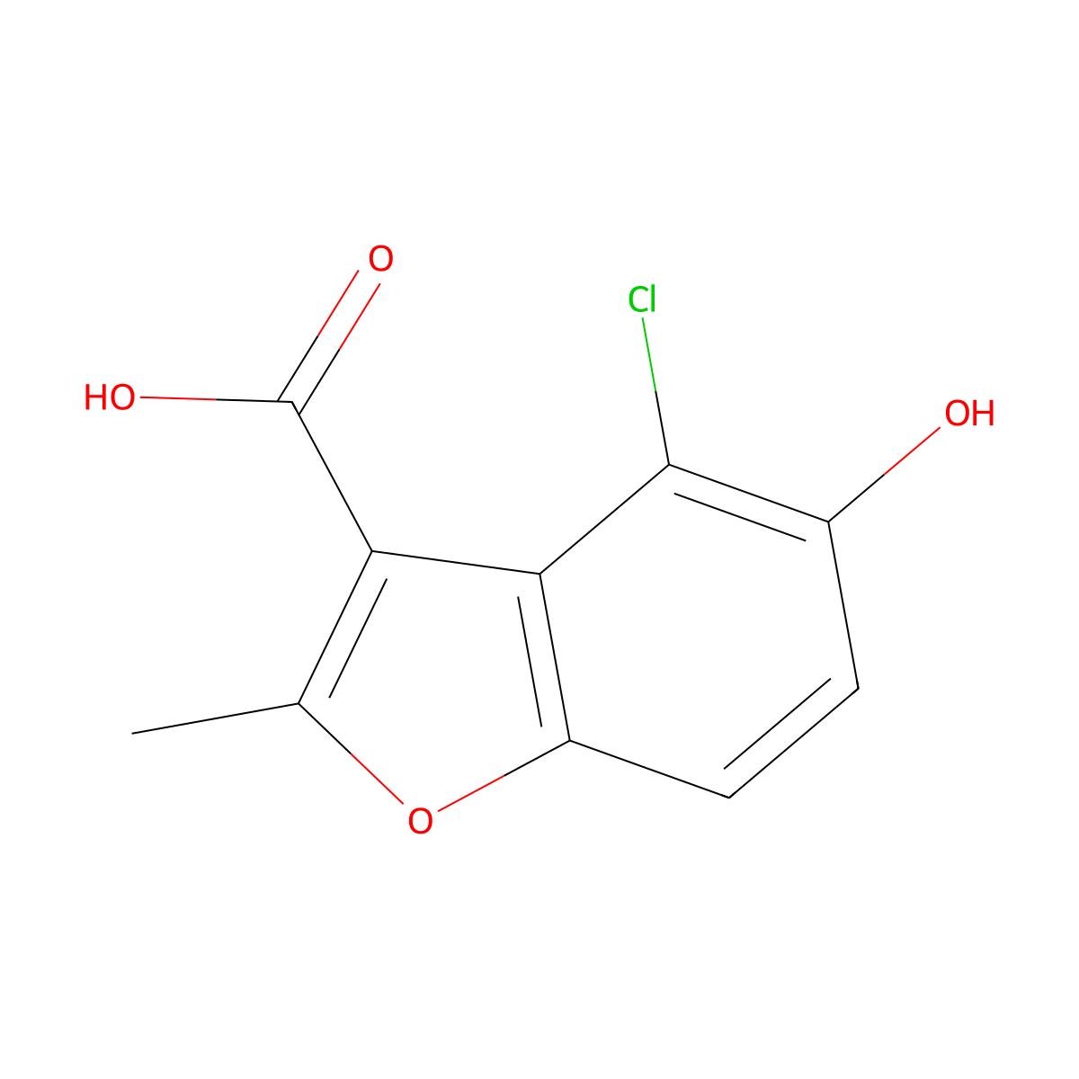 4-Chloro-5-hydroxy-2-methyl-1-benzofuran-3-carboxylic acid molecular structure, CAS 114829-18-4