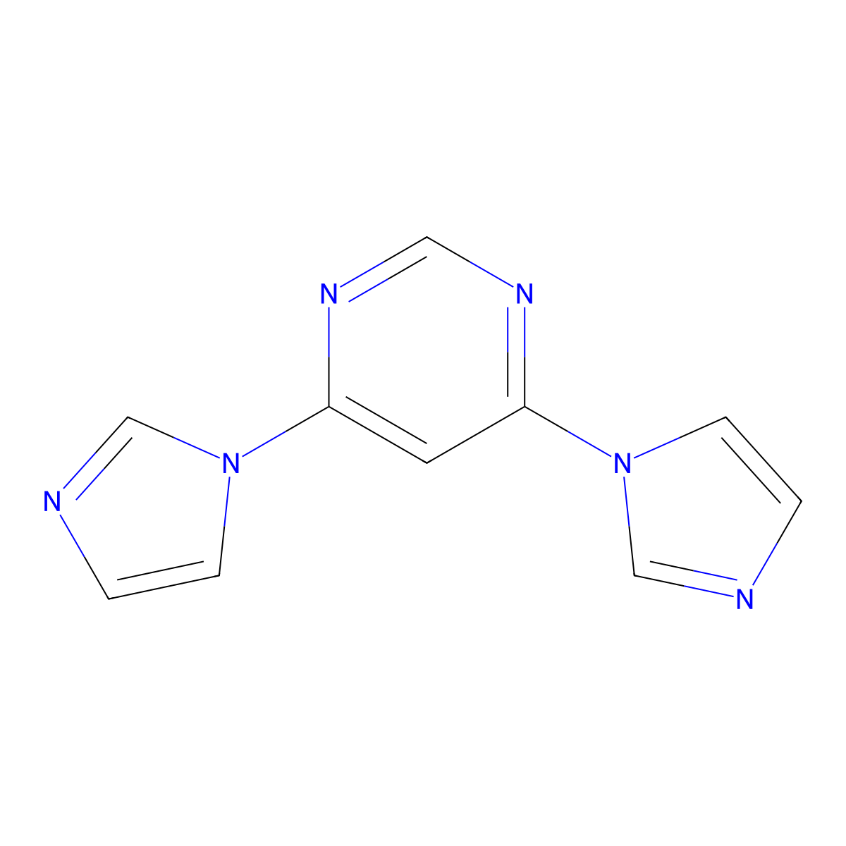 4,6-Bis(1H-imidazol-1-yl)pyrimidine molecular structure, CAS 114833-92-0