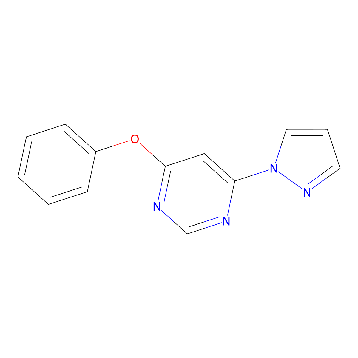 4-phenoxy-6-(1H-pyrazol-1-yl)pyrimidine molecular structure, CAS 114834-10-5