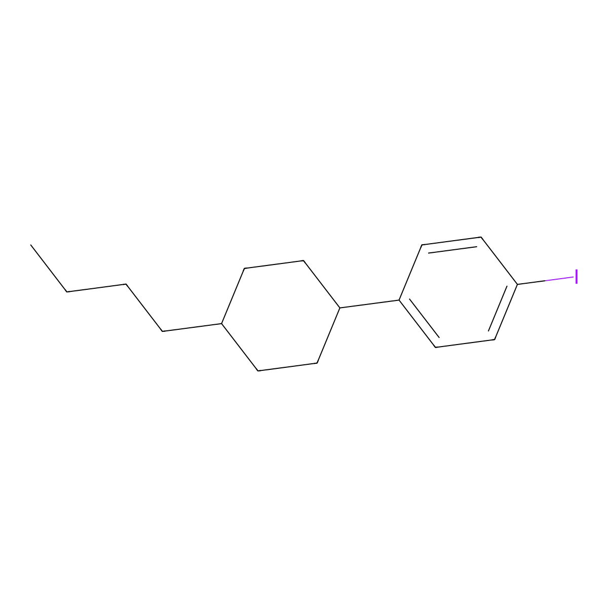 1-(trans-4-Butylcyclohexyl)-4-iodobenzene molecular structure, CAS 114834-79-6