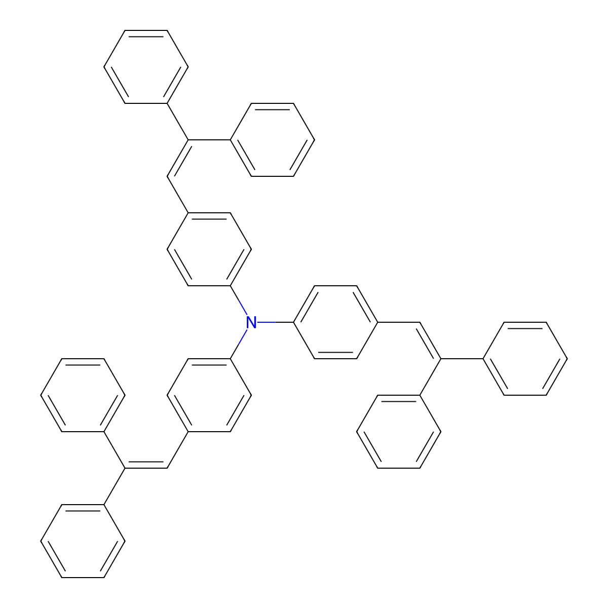 Tris(4-(2,2-diphenylvinyl)phenyl)amine molecular structure, CAS 114850-67-8