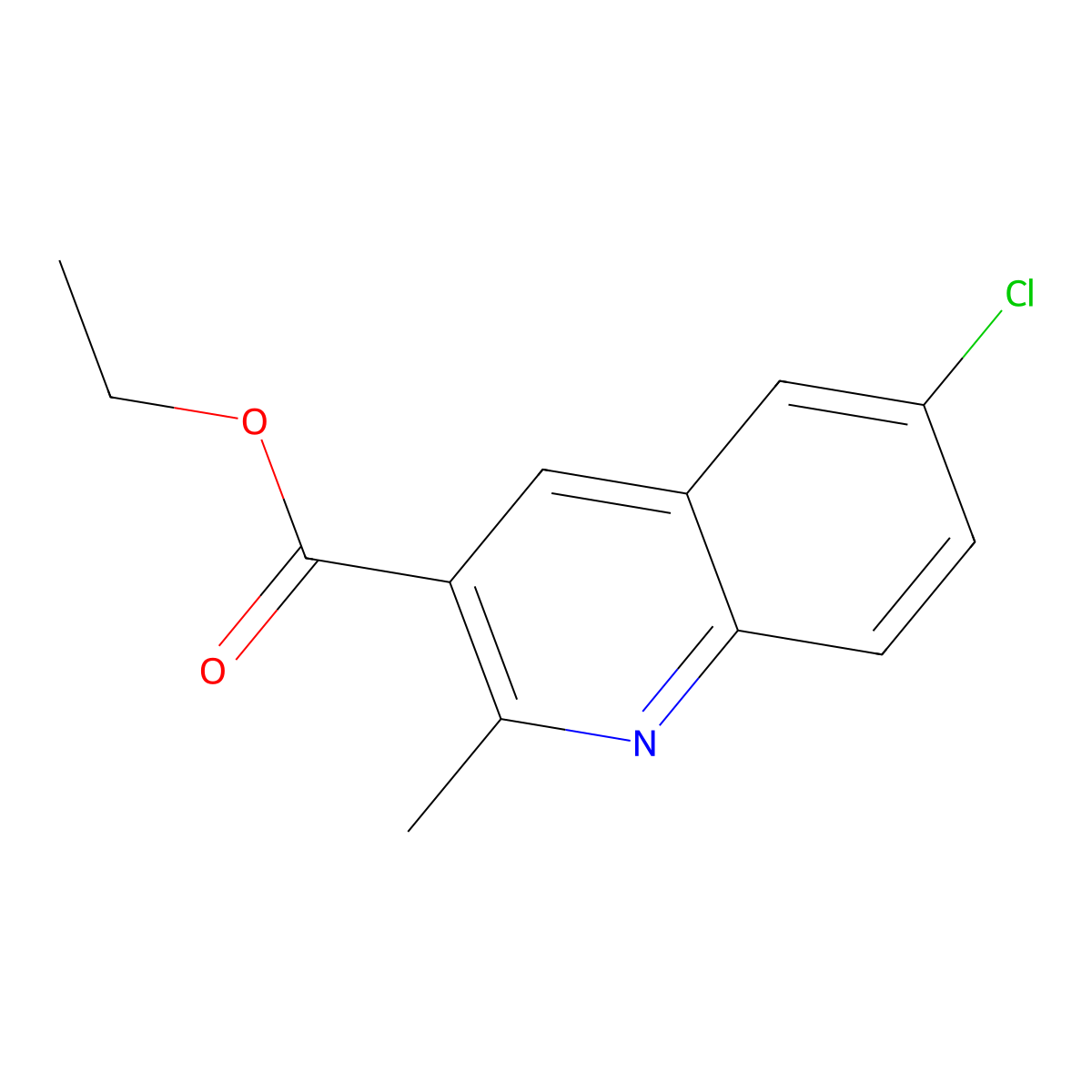Ethyl 6-chloro-2-methylquinoline-3-carboxylate molecular structure, CAS 114858-39-8