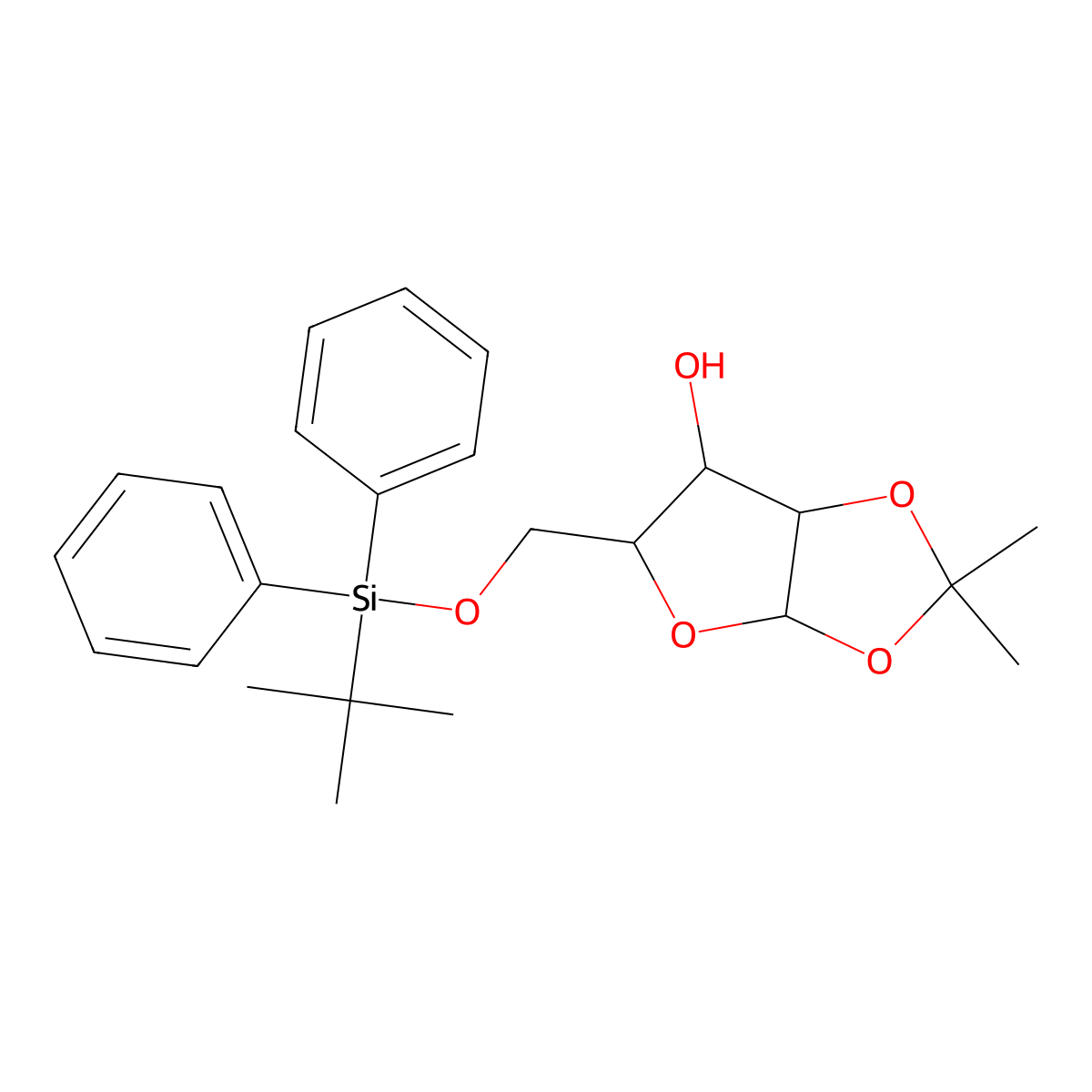 (3aR,5R,6S,6aR)-5-(((tert-butyldiphenylsilyl)oxy)methyl)-2,2-dimethyltetrahydrofuro[2,3-d][1,3]dioxol-6-ol molecular structure, CAS 114861-14-2