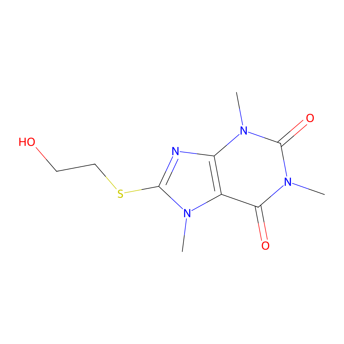 Caffeine, 8-((2-hydroxyethyl)thio)- molecular structure, CAS 114864-92-5