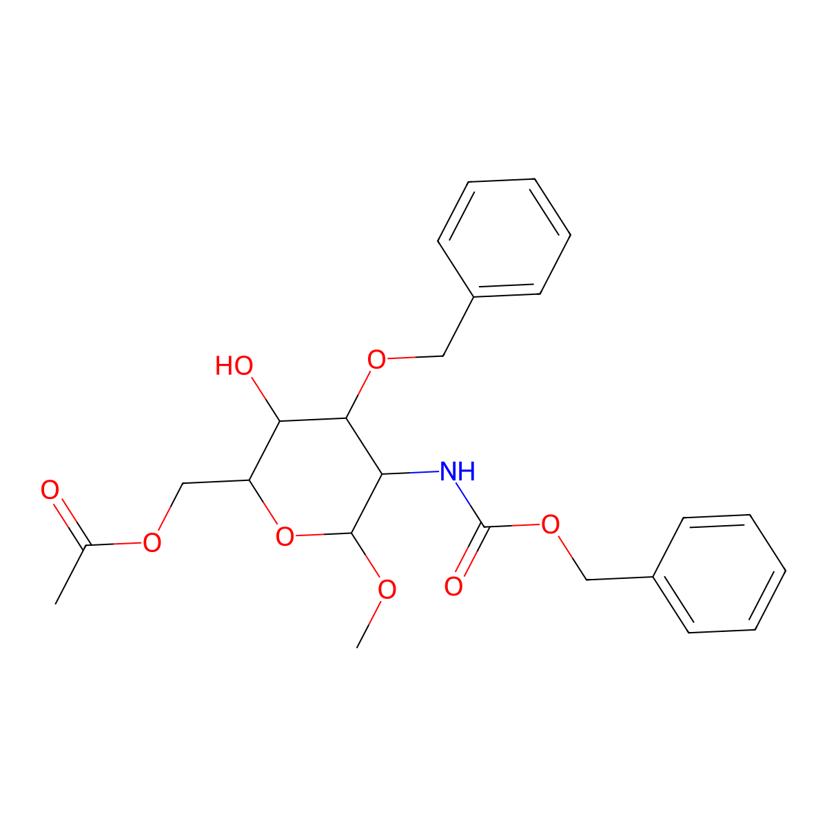 a-D-Glucopyranoside, methyl 2-deoxy-2-[[(phenylmethoxy)carbonyl]amino]-3-O-(phenylmethyl)-, 6-acetat molecular structure, CAS 114869-95-3