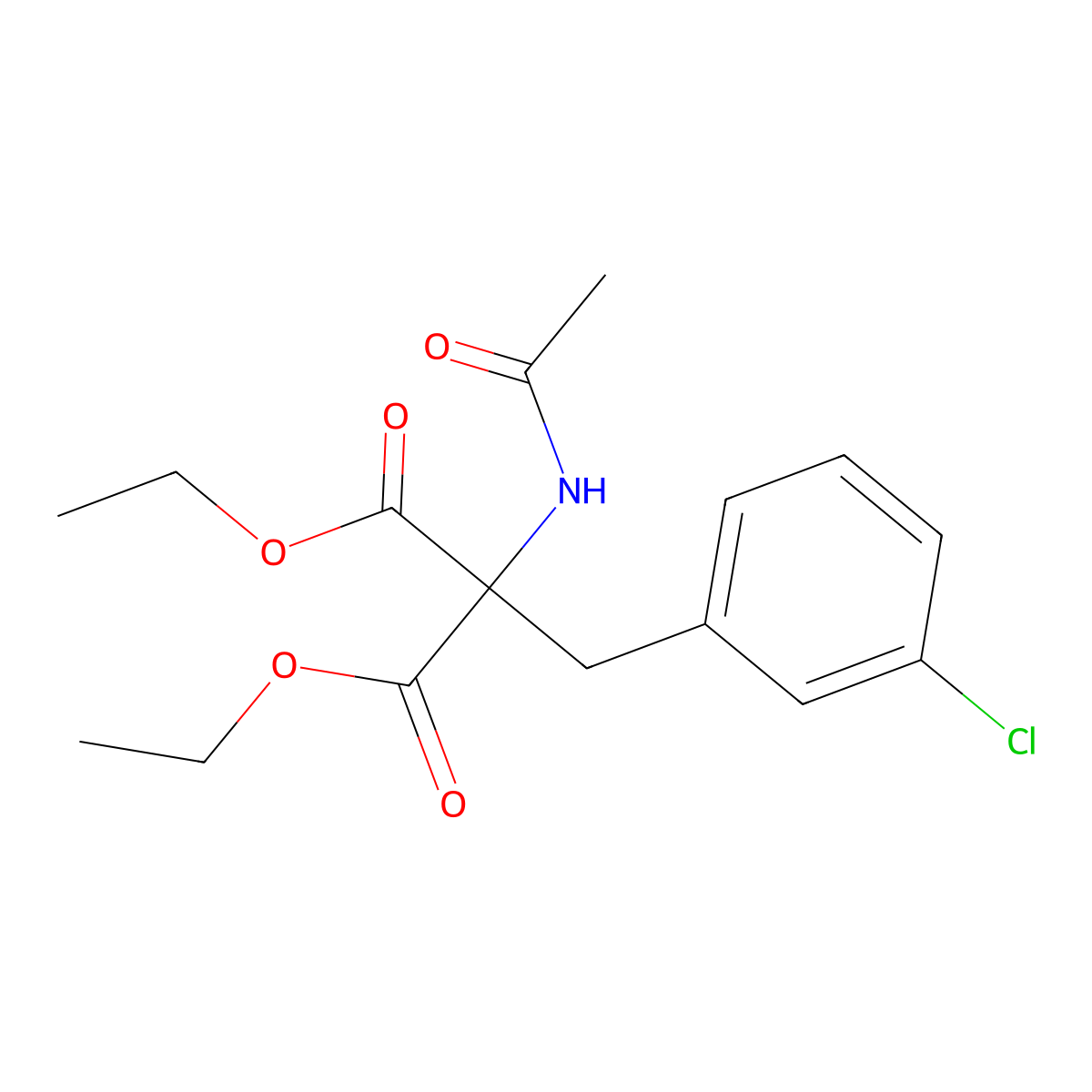 Diethyl (acetylamino)(3-chlorobenzyl)propanedioate molecular structure, CAS 114872-54-7