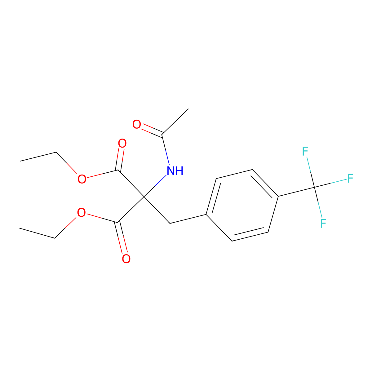 Diethyl 2-acetamido-2-[[4-(trifluoromethyl)phenyl]methyl]propanedioate molecular structure, CAS 114872-59-2