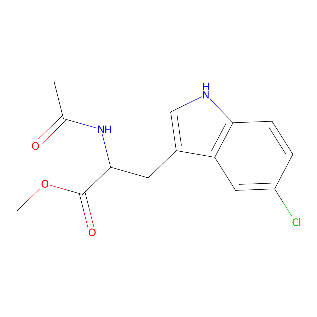 (R)-Methyl 2-acetamido-3-(5-chloro-1H-indol-3-yl)propanoate molecular structure, CAS 114872-81-0