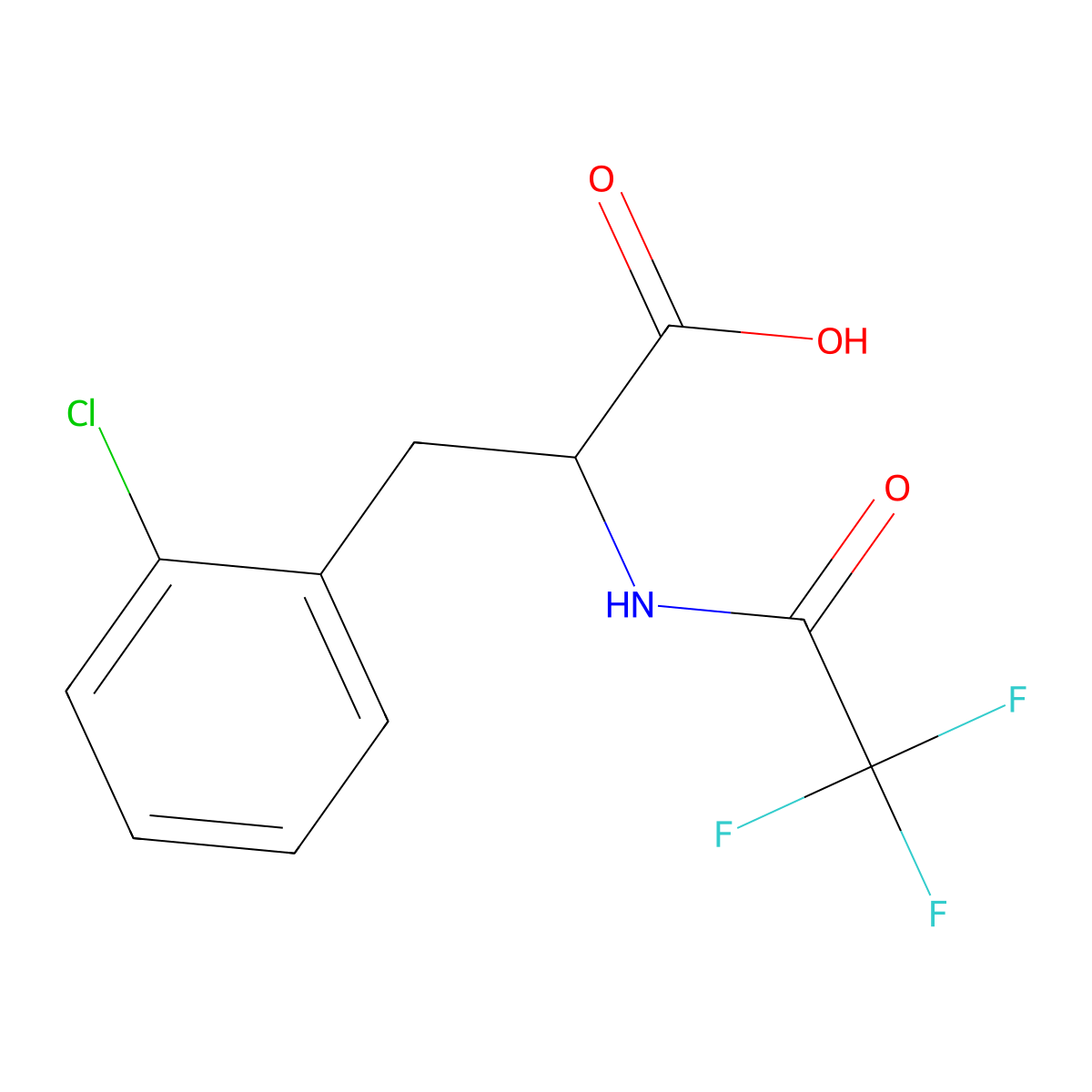 (2R)-3-(2-chlorophenyl)-2-(2,2,2-trifluoroacetamido)propanoic acid molecular structure, CAS 114872-89-8